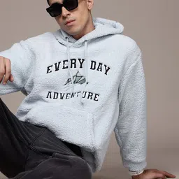 Roadster The Lifestyle Co Men Embroidered Hooded Sherpa Sweatshirt-picture-26