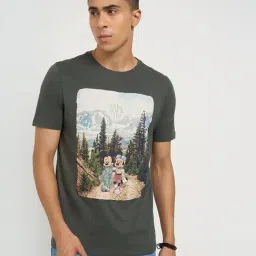 Sf Jeans By Pantaloons Olive Cotton Slim Fit Printed T-Shirts-picture-39