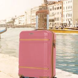 Teakwood Leathers Pink Striped Small Hard Sided Cabin Trolley-picture-13