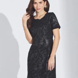 Latin Quarters Black Polyester Printed Dress-picture-2