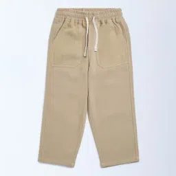 HOP Kids by Westside Beige Solid Mid-Rise Cotton Trousers-picture-23