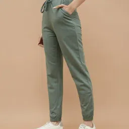 fame forever by lifestyle Fame Forever Green Cotton Regular Fit Trousers image 3
