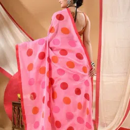 Desh Bidesh Pink Cotton Printed Saree Without Blouse Piece image 2