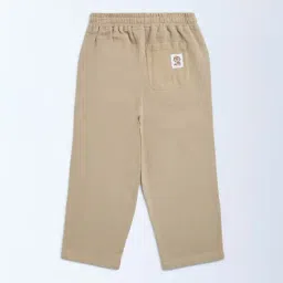 HOP Kids by Westside Beige Solid Mid-Rise Cotton Trousers image 2