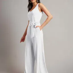 Brinns White Cotton Regular Fit Jumpsuit image 3