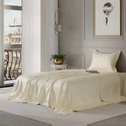 Stoa Paris Ivory Polyester 300 TC Date Night Single Bedsheet With Pillow Cover-picture-11