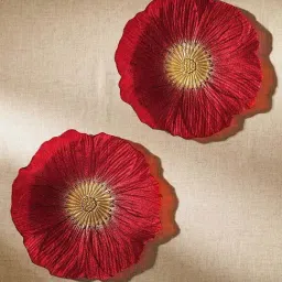Pure Home and Living Red Glass Floral Shaped Dinner Plates - Set of 2-picture-14