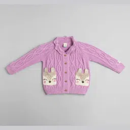 Ed-A-Mamma Girls Purple Cotton Printed Sweater-image-25