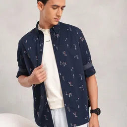 Nautica Conversational Printed Slim Fit Casual Shirt-image-58