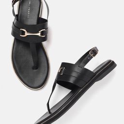 Lino Perros Metallic Detail T-Strap Flats-picture-48