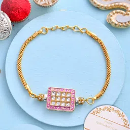 House of Pataudi Embellished Charm Bracelet Rakhi With Roli Chawal & Greeting Card-picture-15