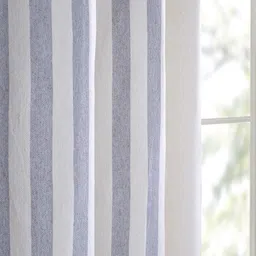 Saral Home Grey And White 2 Pieces Striped Black Out Cotton Window Curtains image 4