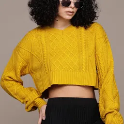 The Roadster Lifestyle Co. Cable Knit Crop Pullover-picture-41