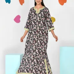 THE SAFFRON SAGA Women Floral Printed Cotton Maxi Dress-picture-11