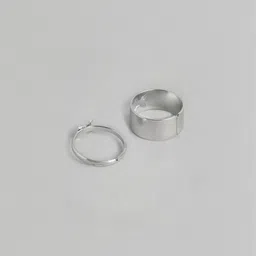 J.S ENTERPRISES Unisex Set of 2 Silver-Tone Stainless Steel Butterfly Finger Ring-image-78