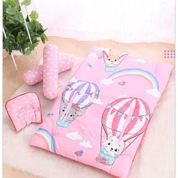 Babyhug 100% Premium Cotton Baby Bedding Set Air Balloon Print- Pink-image-14