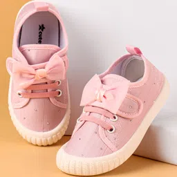 Cute Walk by Babyhug Casual Lace Up Shoes With Bow Applique - Pink-picture-34