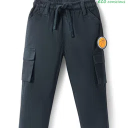 Babyoye Eco Conscious Cotton Spandex Twill Woven Solid Dyed Trousers with Basket Ball Patch - Dark Green-image-23