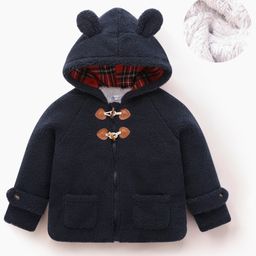 Mark & Mia Full Sleeves Hoodie With Ear Applique & Pocket Detailing - Blue-picture-19