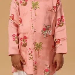 The Mini Trunk Boys Floral Printed Mandarin Collar Kurta With Trousers image 3