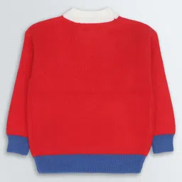 KNITCO Full Sleeves Cowboys Embroidered Loose Fit Sweater - Red image 3