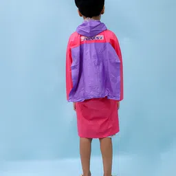 M'andy Polyester Full Sleeves Colour Blocked Hooded Raincoat - Magenta image 3