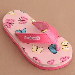 Cute Walk by Babyhug Slip On Flip Flops Butterfly Print - Pink image 3