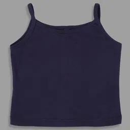 Actuel Cotton Knit Half Sleeves Floral Applique Detailed Top - Navy Blue image 4