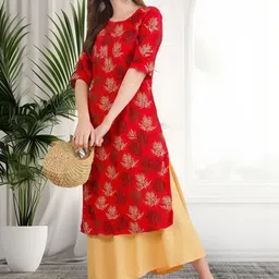 arangya Women Floral Printed Indie Prints Crepe Kurta image 4