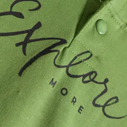 Pine Kids Cotton Knit Full Sleeves Hooded Sweatshirt With Front & Back Explorer Print & Kangaroo Pockets - Green image 4