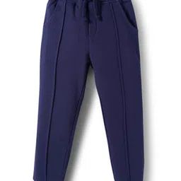 Mark & Mia Knit Full Sleeves Fleece Winter Wear Oversized T-Shirt & Lounge Pant Set With Vehicle Print & Applique - Navy Blue image 4