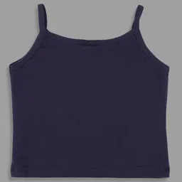 Actuel Cotton Knit Half Sleeves Floral Applique Detailed Top - Navy Blue image 5