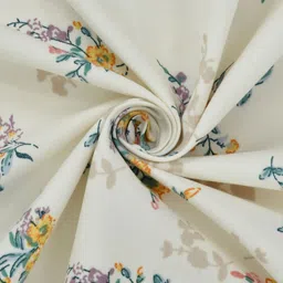 BREVARD White & Mustard Floral Printed 210 TC Fitted King Bedsheet Set 1.82 m x1.98 m image 2