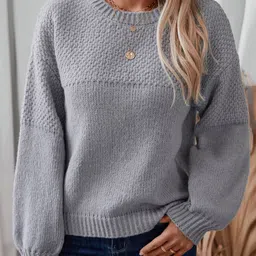 all about you Women Ribbed Self Design Long Sleeves Pullover-picture-34