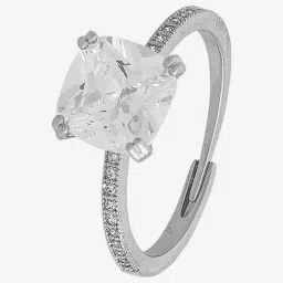 Kushal's Fashion Jewellery White Rhodium Polished Zircon Finger ring for Women image 2
