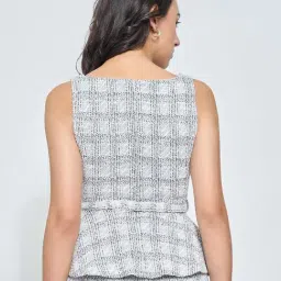 Honey By Pantaloons White Slim Fit Checked Top image 2