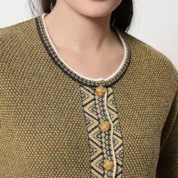 TAB91 Yellow Self Design Cardigan image 5