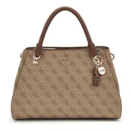 Guess Latte & Brown Noelle Logo Satchel-image-87