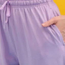 Clovia Purple Cotton Printed Top & Pyjama Set image 5