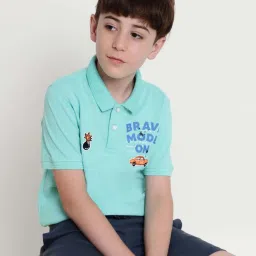 Octave Kids Mint Cotton Graphics Polo T-Shirt image 5