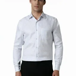 Louis Philippe White Regular Fit Striped Shirt-picture-40