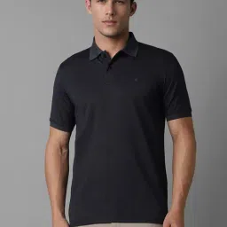 louis philippe Men Grey Textured Polo Neck T-shirt-picture-12