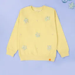 Kiddopanti Girls Yellow Regular Fit Sweatshirt-image-37
