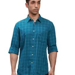 Parx Green Pure Cotton Slim Fit Checks Shirt-picture-12