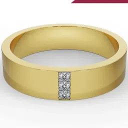 EMORI Yellow Gold Brushed Trio Lab Grown Diamond Band for Men-picture-24