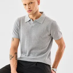 Snitch Men Self Design Polo Collar Cotton T-shirt-picture-41