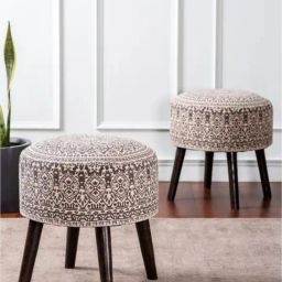 Nestroots Printed Grey Cotton canvas Ottoman - Set of 2-picture-29