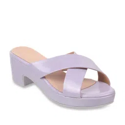 Mochi Women's Purple Cross Strap Sandals-image-15