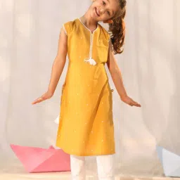 VASTRAMAY Girls Mustard Cotton Others Kurta image 5