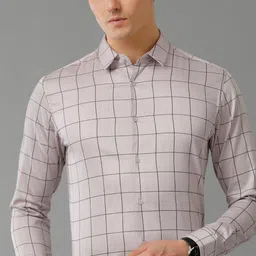 The Collection Men Classic Slim Fit Grid Tattersall Checked Satin Formal Shirt image 2